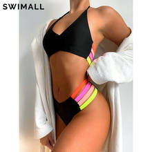 Sexy Bikini 2021 Female Swimsuit Women Swimwear Halter Top Bikini Set Splicing Bathing Suit Brazilian Beach Wear Biquini 2024 - buy cheap