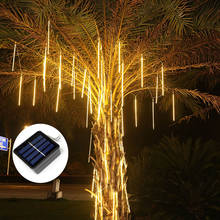 Luces LED solares impermeables para lluvia de meteoros, guirnalda de luces para vacaciones, jardín, 8 tubos, 144 LED, decoración de Navidad y boda 2024 - compra barato