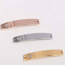 5pcs/Lot Mirror Polish Stainless Steel Hollow Heart Bend Rectangle Bar Charm DIY Making Bracelet Jewelry Connector 6*39mm 2024 - buy cheap