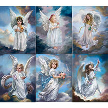 5D DIY Diamond Painting Angel Little Girl with Wings Full Circle Diamond Inlaid Embroidery Set Home Decoration Gift 2024 - buy cheap