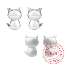 Pendientes de gato para mujer, aretes simples de Plata de Ley 925, joyería de moda, pendientes 2024 - compra barato
