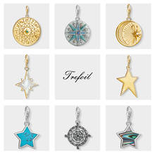 Vintage Star Blue Compass Charms Pendant Fashion Jewelry 925 Sterling Silver Trendy Gift For Women Men Fit Bracelet Necklace 2024 - buy cheap