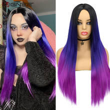 Wignee long-peruca sintética feminina, peruca reta para mulheres, feita em fibra, preta, azul, roxa, resistente ao calor, vida diária 2024 - compre barato