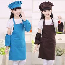 3Pcs/Set Kids Chef Hat Apron Sleeve Covers Set Boys Girls Adjustable Kitchen Bib with 2 Large Pockets for Cooking Baking Wear 2024 - buy cheap