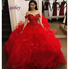 Red Luxury Quinceanera Dresses Ball Gown Plus Size Crystal Beaded Masquerade 15 year old Sixteen Sweet 16 Prom Dress 2024 - buy cheap