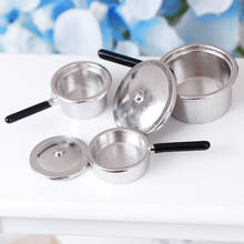 4Pcs/bag Dollhouse Miniature 1:12 Mini Metal pots and pans Mini Simulation Kitchen Decoration Miniature Silver Soup Pan 2024 - buy cheap