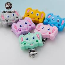 Let'S Make 10PCS Food Grade Silicone Teether Toy Accessories Silicone Smile Elephant Pacifier Clip Nipple Chain DIY 2024 - buy cheap