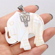 1pc natural mãe de pérola concha pingente animal elefante encantos para as mulheres diy colar jóias fazendo acessórios tamanho 52x57mm 2024 - compre barato