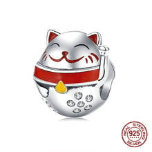 Genuine 925 sterling silver Lucky cat beads fit bracelet charm original bangle charms jewelry DIY woman fashion gift making 2024 - buy cheap