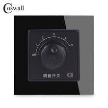 COSWALL 5 Gears Volume Adjustment Wall Tuning Switch With Fire Control Crystal Glass Panel C1 Series Black White Gold 2024 - buy cheap