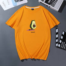 Женская футболка в Корейском стиле Harajuku Kawaii Vegan, летняя футболка с круглым вырезом и рисунком авокадо, хлопковая футболка, женская уличная одежда 2024 - купить недорого