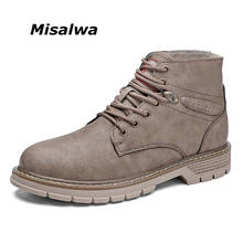 Misalwa botas masculinas retrô de couro pu de tamanho grande 39-47, casuais, preto cáqui, primavera outono 2021, sapatos masculinos, botas de trabalho, deserto 2024 - compre barato