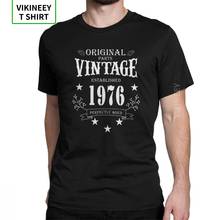 Camisetas de cumpleaños para hombres, camisas de nuevo estilo, divertidas, 1976 de algodón, Vintage Established 100% 2024 - compra barato