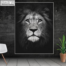 5d Diamond Embroidery Animal Lion Diy Diamond Painting Cross Stitch Full Square Black White Diamond Mosaic Canvas Wall Art 2024 - buy cheap