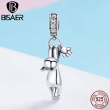 BISAER 925 Sterling Silver Fashion Cat Pussy Footprints Charms Beads Fit Bracelets DIY Jewelry Making Silver 925 Jewelry ECC930 2024 - buy cheap