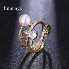 Emmaya-anillo ajustable con diseño de circonita cúbica para mujer, sortija ajustable, estilo exagerado, diseño distintivo, regalo moderno 2024 - compra barato