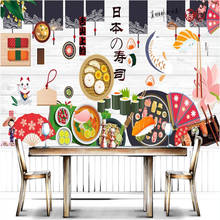 Papel de parede japonês com tema de sushi personalizado 3d, papel de parede para decoração industrial de restaurante 2024 - compre barato