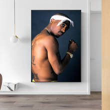Póster e impresiones de estrellas de rapero americano Tupac Shakur, imagen artística de música Hip-Hop sobre lienzo, pintura de pared para decoración de sala de estar 2024 - compra barato