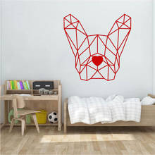 Buldogue francês decalque de parede geométrico polygonal cachorro adesivos de arte decoração de quarto mural de animais de estimação patchwork decoração de casa 2024 - compre barato
