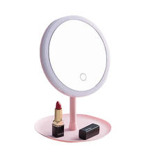 Hot Rechargeable Household Makeup Mirror with Lamp LED Touch Screen Desktop Dimmable Fill Light Makeup Beauty Mirror 2024 - buy cheap