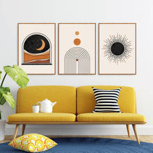 Pôster geométrico abstrato de sol, lua, arco-íris, impressões boho, galeria do século, arte de parede, pinturas de quadros, decoração de sala de estar 2024 - compre barato