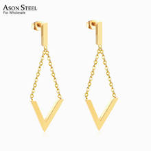 ASONSTEEL Elegant V Letter Drop Earrings 316L Stainless Steel Geometric Hanging Dangle Earrings for Women Accessories Jewelry 2024 - buy cheap