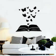 Decalque de parede de vinil com borboleta, livro aberto, estilo romântico, adesivo de parede, estudo, biblioteca, livros, loja, decoração interior, arte, mural s117 8 2024 - compre barato