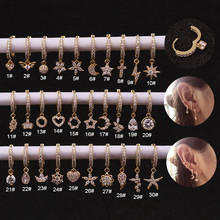 Steel Cartilage Piercing Helix Jewelry Cz Heart Star Moon Crown Cross Flower Ear Stud Tragus Cartilage Conch Earring Stud 2024 - buy cheap