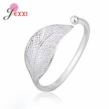 New Fashion Simple Plant Design Pure 925 Sterling Silver Ovlie Leaves Open Rings For Women/Lady Girls Fashion Jewelry Accessory 2024 - buy cheap