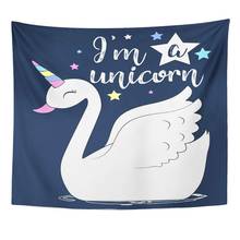 Tapestry Wall Hanging Polyester Fabric Pink Cute Unicorn Sweet Swan Abstract Silhouette for Bedroom Living Bedspread Room Dorm 2024 - buy cheap