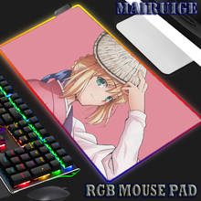 Anime Girl Pink Background RGB Mouse Pad Lights Mousepad Gaming Accessories PC Laptop Gamer Desk Mat Computer Keyboard LED Pad 2024 - buy cheap