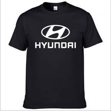 Camiseta masculina de manga curta, camiseta com logo para motor de hyundai, roupa casual de algodão de cor sólida, moda harajuku para homens 2024 - compre barato