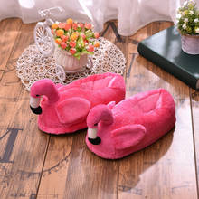 2020 mulheres chinelos de inverno senhoras pele quente de pelúcia casa plana sapatos de ouvido feminino moda confortável casual deslizamento no porco flamingo 2024 - compre barato