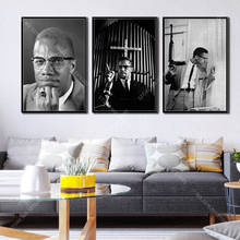 Decoración artística de Malcom X, cuadro sobre lienzo para pared, póster de seda, color blanco y negro, G105 2024 - compra barato
