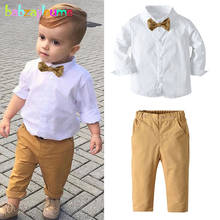 2Piece Spring Baby Boys Clothes Set Fashion Gentleman White Long Sleeve Children Shirt+Casual Pants Boutique Kids Clothing 2022 2024 - buy cheap