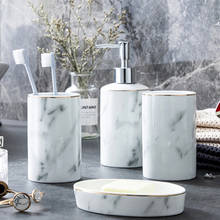 Marble Ceramic Bathroom 4/piece Bathroom Push-on Lotion Bottle/soap Dish/mouthwash Cup/bathroom Storage Tray Exquisite Gifts 2024 - buy cheap