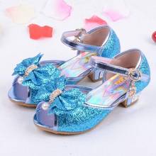 Marca princesa niñas zapatos de fiesta sandalias para niños coloridas lentejuelas tacones altos zapatos niñas sandalias verano arco niños zapatos 2024 - compra barato