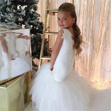 Novo branco sereia vestidos da menina de flor para casamentos branco rendas acima de volta little girls pageant vestidos para ocasião especial 2024 - compre barato