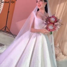 Серен Хилл белые роскошные сексуальные свадебные платья 2021 на тонких бретельках Бисероплетение высокого класса невесты платья HA2468 на заказ 2024 - купить недорого