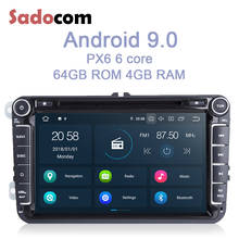 Rádio automotivo android 9.0, 2 din, 8 polegadas, px6 ips, carro, dvd player, core, 4gb ram, 64 gb rom, rds, map, mapa, para vw polo, golf, passat b5 b6 2024 - compre barato