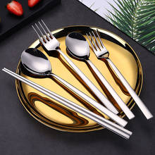 304 Stainless Cutlery Set Simple Spoon Fork Chopsticks Student Portable Travel Tableware Soup Spoon Kitchen Accessories 2024 - buy cheap