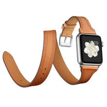 VIOTOO-Correa de reloj de piel de vaca auténtica para mujer, para reloj pulsera marrón, 4, 38, 40, 42 y 44mm 2024 - compra barato