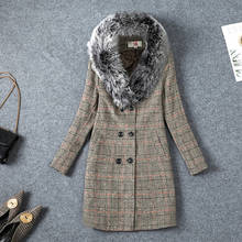 Plus size 6XL Women Big Fur Blends Woolens Overcoat Female Coat Warm Autumn Winter Coat And Jacket Women's Wool Coats Long Tops 2024 - buy cheap