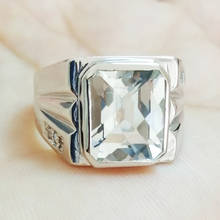 Мужское кольцо с натуральным белым топазом, бесплатная доставка, женское серебряное кольцо с драгоценным камнем 8 карат, ювелирные изделия # C910101 2024 - купить недорого