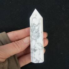 Varita de punto de cristal de piedra turquesa blanca Natural, obelisco pulido, curación, howlita, decoración 80-90mm 2024 - compra barato
