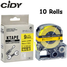 CIDY 10cs adhesivo 9mm negro sobre amarillo LC-3YBW9 compatible SC9YW/LC-3YBW cinta de etiquetas para KingJim LW-600P LW700 LW800 SR530C 2024 - compra barato