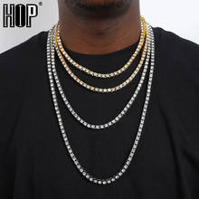 Hip Hop Mens Necklaces Iced Out 1 Row Rhinestone Choker Bling Crystal Tennis Chain Necklace For Men Jewelry With Box 2024 - buy cheap