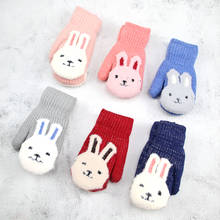 4-8 años guantes de invierno niños niñas guantes de punto lindo conejo cálido guantes con dedos completos bebé guantes para niños 2024 - compra barato