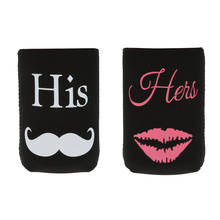 1 Set of Neoprene Wedding Beer Bottle  Tin Can Cooler " His & Her" Cup Sleeve Holder 2024 - buy cheap