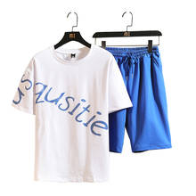 Conjunto de ropa deportiva de algodón para hombre, chándal de 2 piezas con estampado de verano, pantalones cortos y camiseta, talla grande 5XL, 4XL 2024 - compra barato